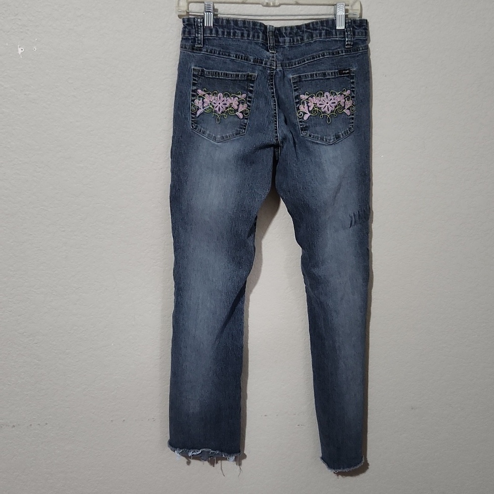 Angels Jeans Womens Juniors Size 13  Cropped Hem Flaws Y2K Floral Puckering